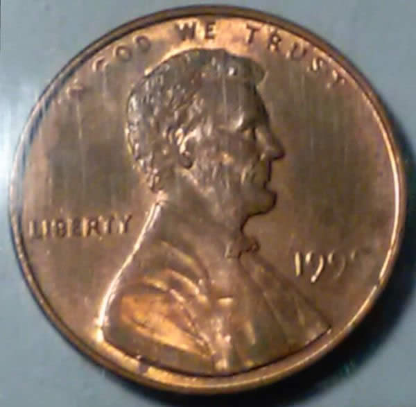199x-P-Lincoln-Cent-Struck-Through-Grease-And-Thread-I-Believe
